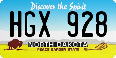 ND license plate HGX928