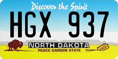 ND license plate HGX937