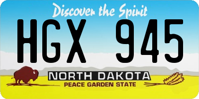 ND license plate HGX945