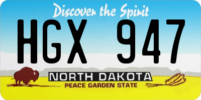 ND license plate HGX947