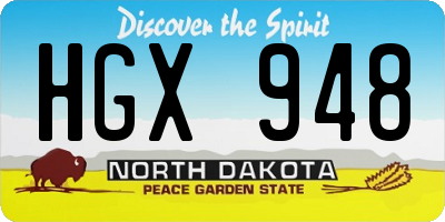 ND license plate HGX948