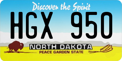 ND license plate HGX950