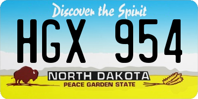 ND license plate HGX954
