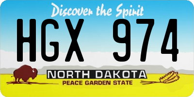 ND license plate HGX974