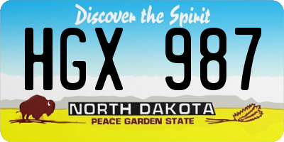ND license plate HGX987