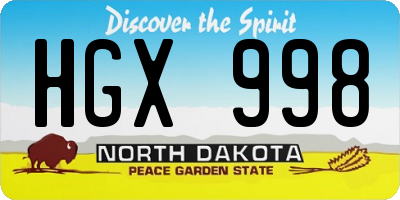 ND license plate HGX998