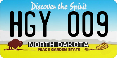 ND license plate HGY009