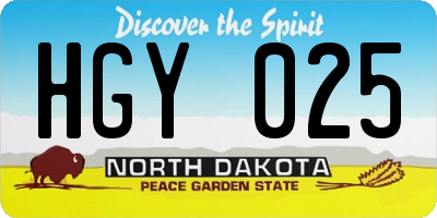 ND license plate HGY025
