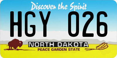 ND license plate HGY026