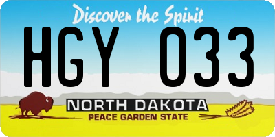 ND license plate HGY033