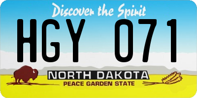 ND license plate HGY071