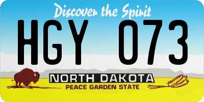 ND license plate HGY073