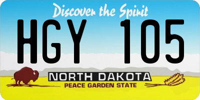 ND license plate HGY105