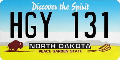 ND license plate HGY131