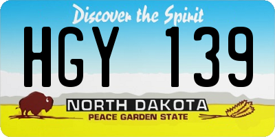 ND license plate HGY139