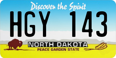 ND license plate HGY143