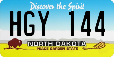 ND license plate HGY144