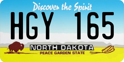 ND license plate HGY165