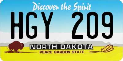 ND license plate HGY209
