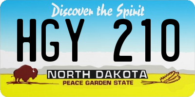 ND license plate HGY210