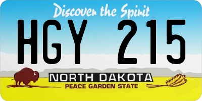 ND license plate HGY215