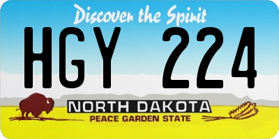 ND license plate HGY224