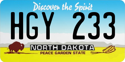 ND license plate HGY233