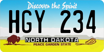 ND license plate HGY234