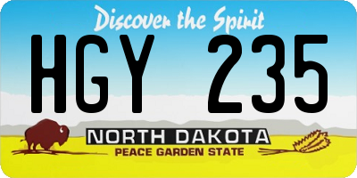 ND license plate HGY235