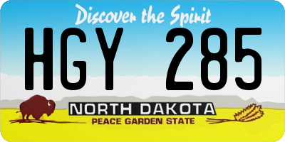 ND license plate HGY285
