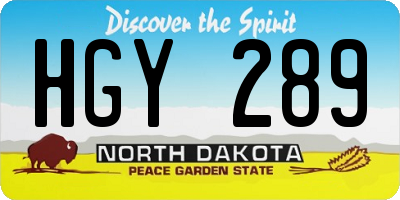 ND license plate HGY289