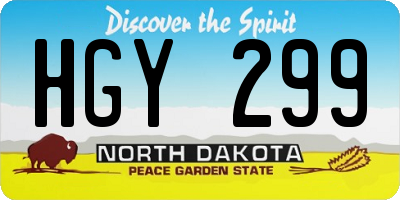 ND license plate HGY299