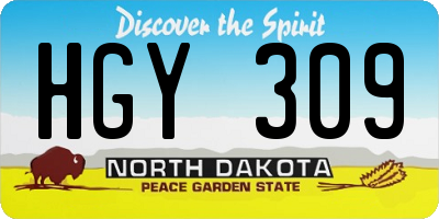 ND license plate HGY309