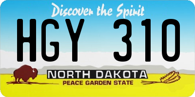 ND license plate HGY310
