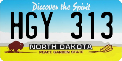 ND license plate HGY313