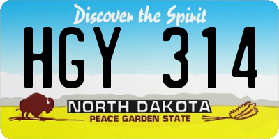 ND license plate HGY314