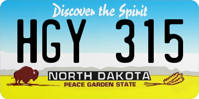 ND license plate HGY315