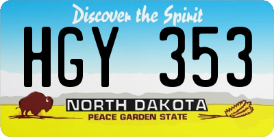 ND license plate HGY353