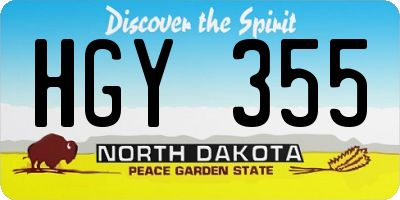 ND license plate HGY355