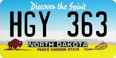 ND license plate HGY363