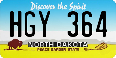ND license plate HGY364