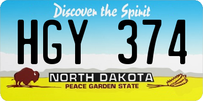 ND license plate HGY374