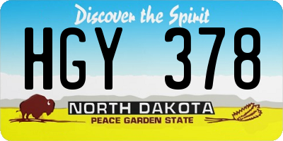 ND license plate HGY378