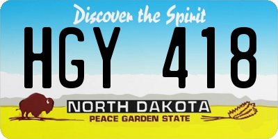 ND license plate HGY418
