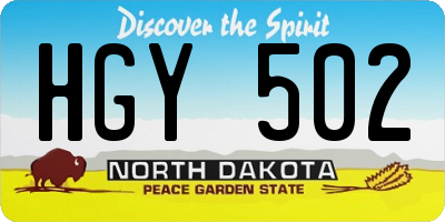 ND license plate HGY502