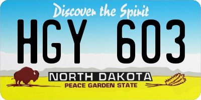 ND license plate HGY603