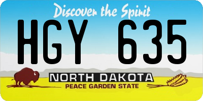 ND license plate HGY635