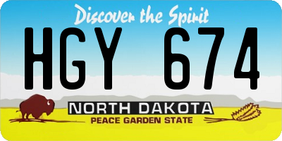 ND license plate HGY674