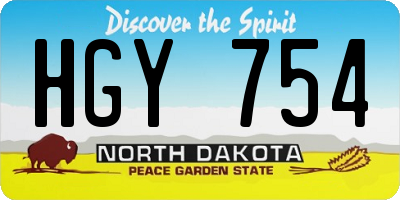 ND license plate HGY754