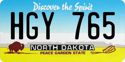 ND license plate HGY765